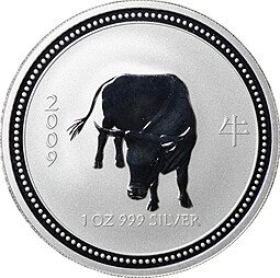 фото для Монета 1 доллар 2007 Год быка Лунар 2009 Австралия Аверс