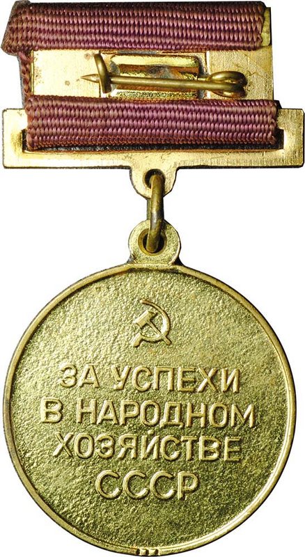 Медаль малая золотая За успехи в народном хозяйстве СССР Выставка достижений ВДНХ, булавка