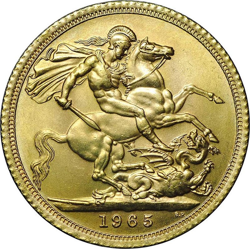 Монета 1 соверен (фунт) 1965 Великобритания