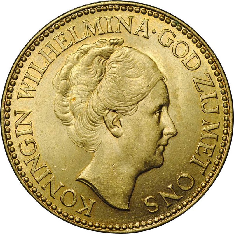 Монета 10 гульденов 1925 Нидерланды