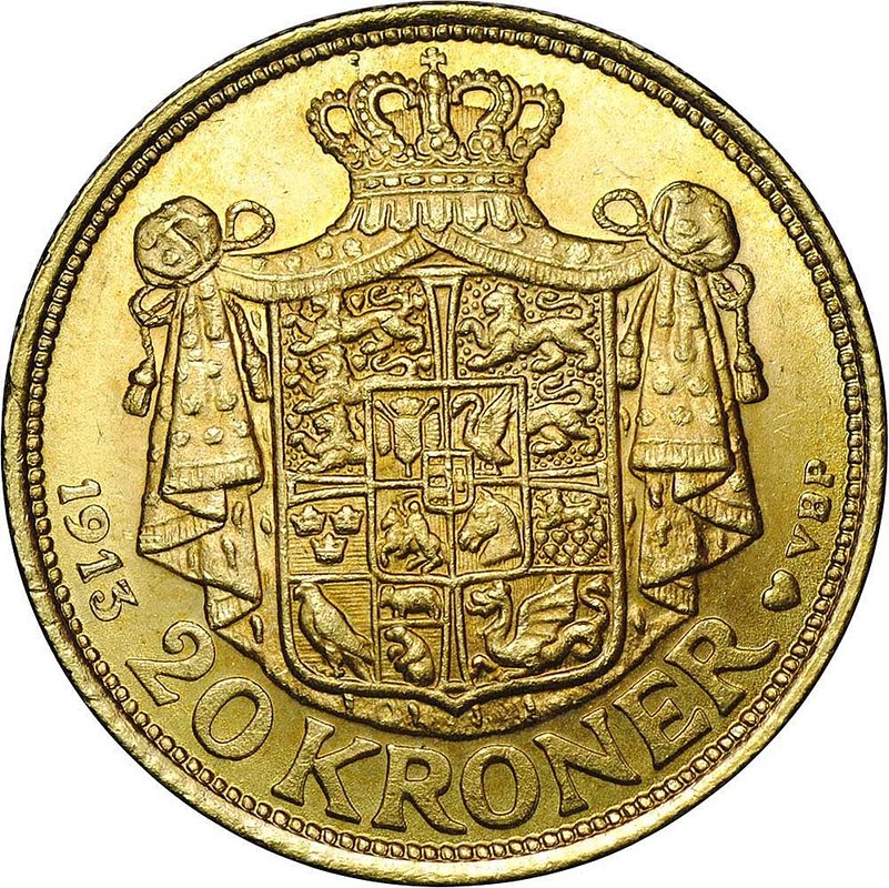 Монета 20 крон 1913 Дания