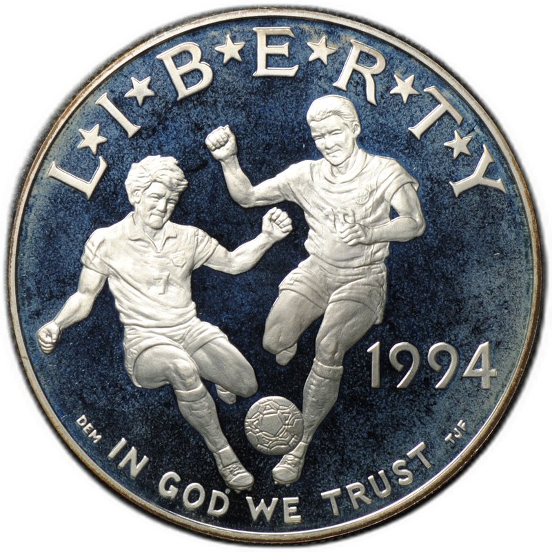 Монета 1 доллар 1994 S Чемпионат мира по футболу PROOF США