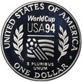 Монета 1 доллар 1994 S Чемпионат мира по футболу PROOF США