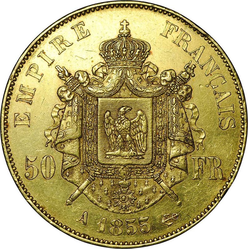 Монета 50 франков 1855 А Франция