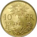 Монета 10 франков 1922 B Швейцария
