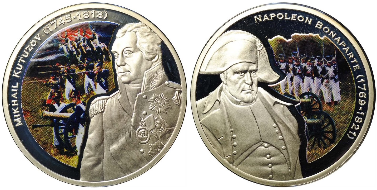 Набор 1 доллар 2010 Михаил Кутузов и Наполеон Бонапарт Великие полководцы Ниуэ 2 монеты