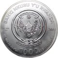 Монета 1000 франков 2009 Знаки зодиака Козерог Руанда