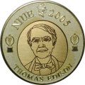 Монета 1 доллар 2005 Томас Эдисон лампочка Ниуэ