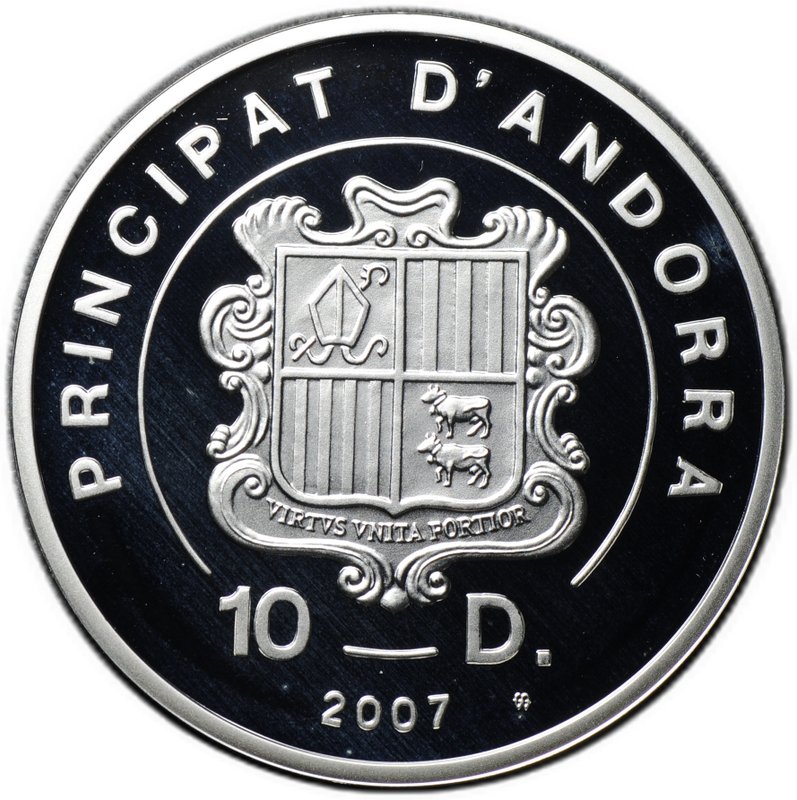 Монета 10 динар (динеров) 2007 Экстрим - Сноуборд Андорра