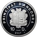 Монета 10 динар (динеров) 2007 Экстрим - Горные лыжи Андорра