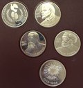 Планшетка 1 рубль 1983-1986 Ленин, Энгельс, Маркс, Год мира, Победа-40 староделы PROOF Советские юбилейные и памятные монеты