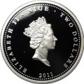 Монета 2 доллара 2011 Любовь драгоценна Фламинго Ниуэ