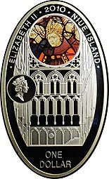 фото для Монета 1 доллар 2010 Вестминстерское аббатство Соборы Лондон Ниуэ Аверс