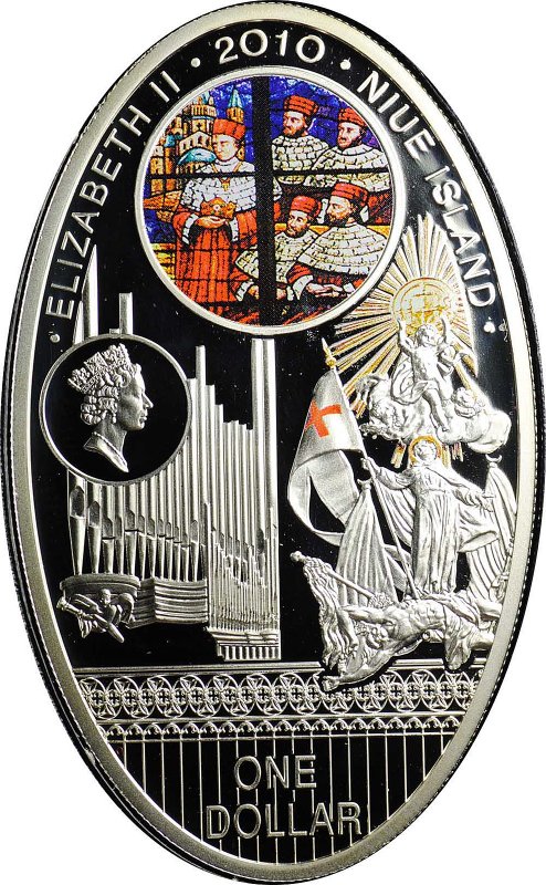 Монета 1 доллар 2010 Собор Святого Стефана Вена Ниуэ