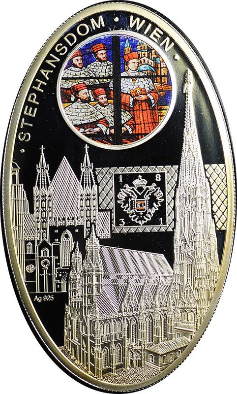 Монета 1 доллар 2010 Собор Святого Стефана Вена Ниуэ