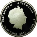 Монета 1 доллар 2011 Год Кролика Лунар 2 PROOF Австралия