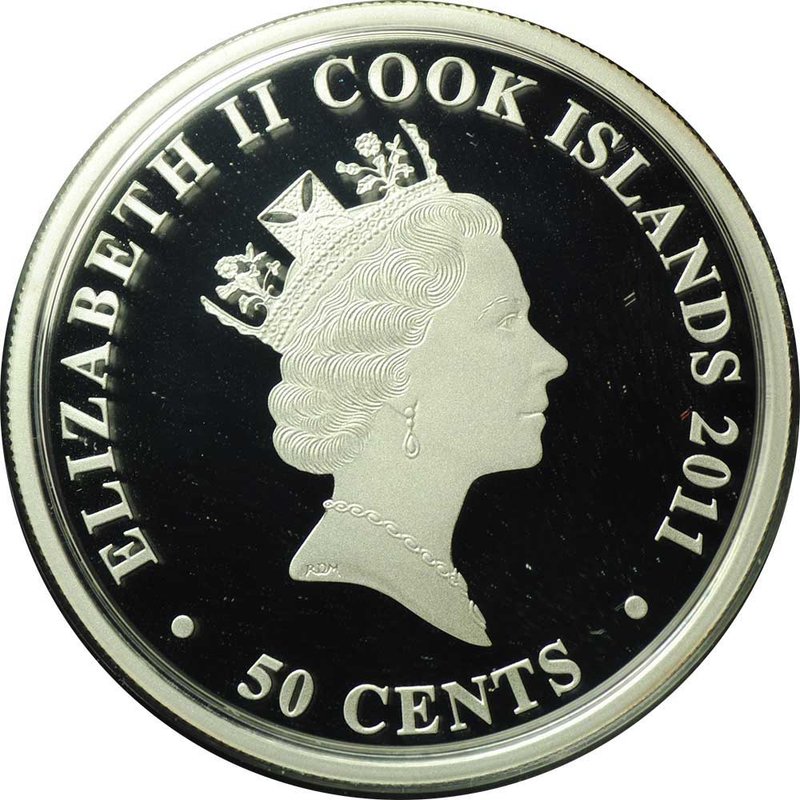 Монета 50 центов 2011 Год Кролика Лунный календарь Лунар Острова Кука