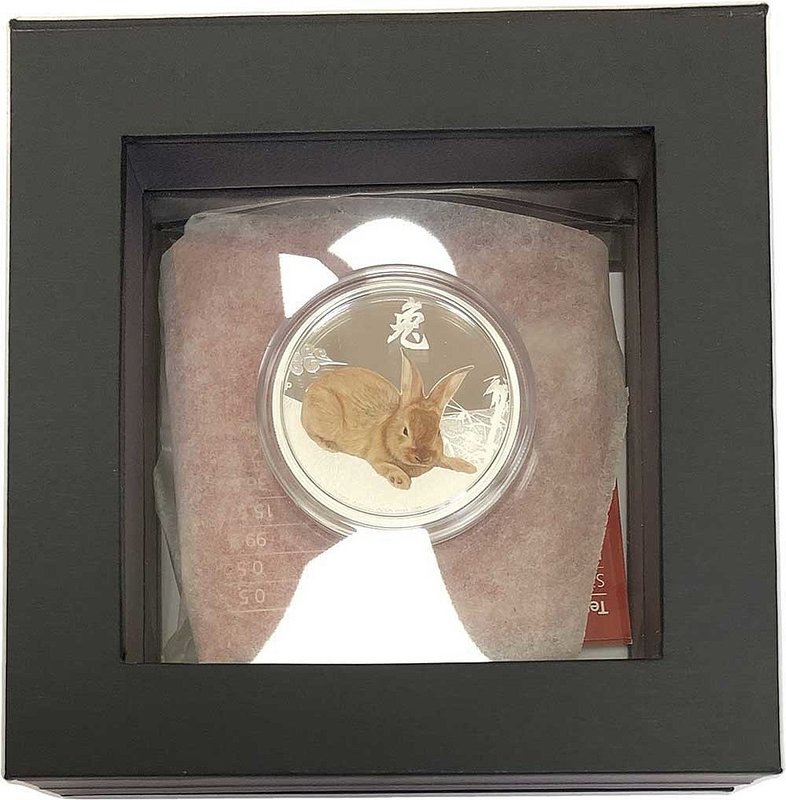 Монета 50 центов 2011 Год Кролика Лунный календарь Лунар Острова Кука