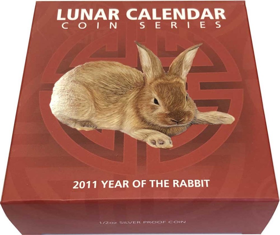 Монета 50 центов 2011 Год Кролика Лунный календарь Лунар Острова Кука
