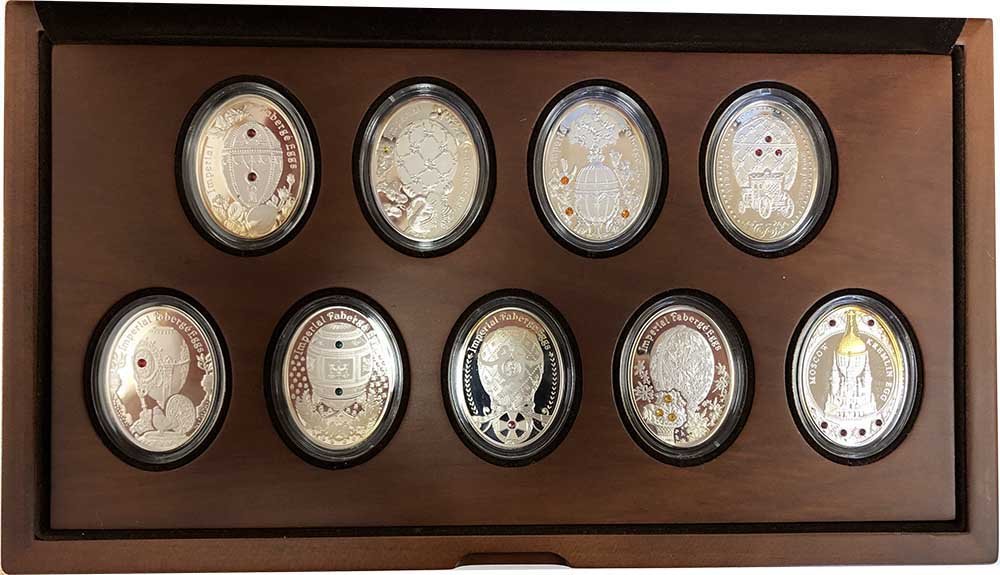 Набор 1 доллар 2012-2013 Императорские яйца Фаберже 9 монет Ниуэ