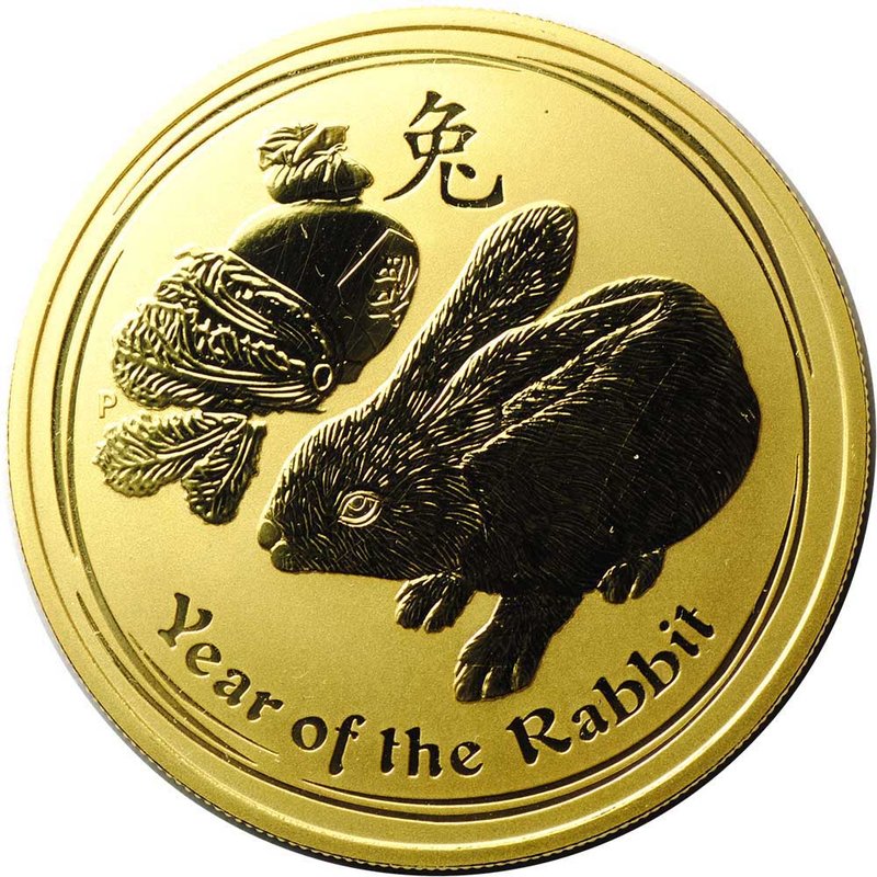 Монета 100 долларов 2011 Год Кролика Лунар 2 Австралия