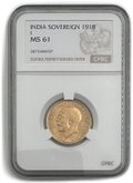 Монета 1 соверен (фунт) 1918 I Бомбей Индия Великобритания слаб CPRC MS 61