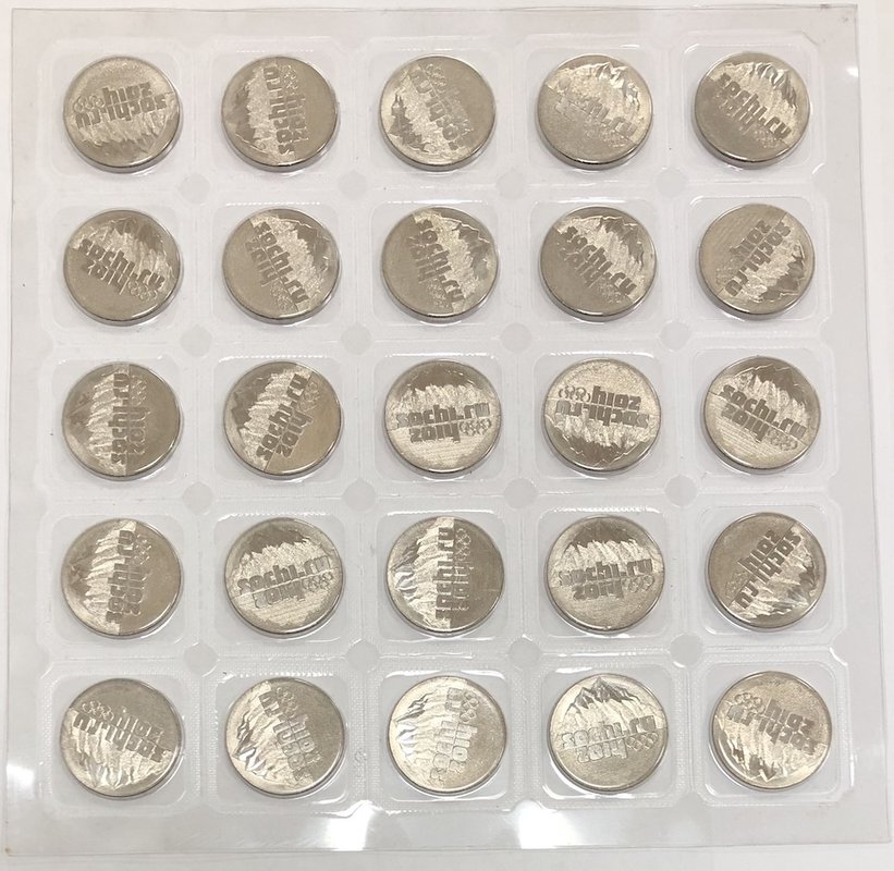 25 рублей 2011 СПМД Сочи-2014 эмблема игр 25 монет в оригинальном блистере