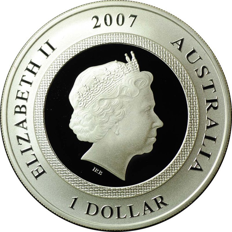 Монета 1 доллар 2007 Год Свиньи голограмма Австралия (без футляра)