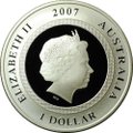 Монета 1 доллар 2007 Год Свиньи голограмма Австралия (без футляра)