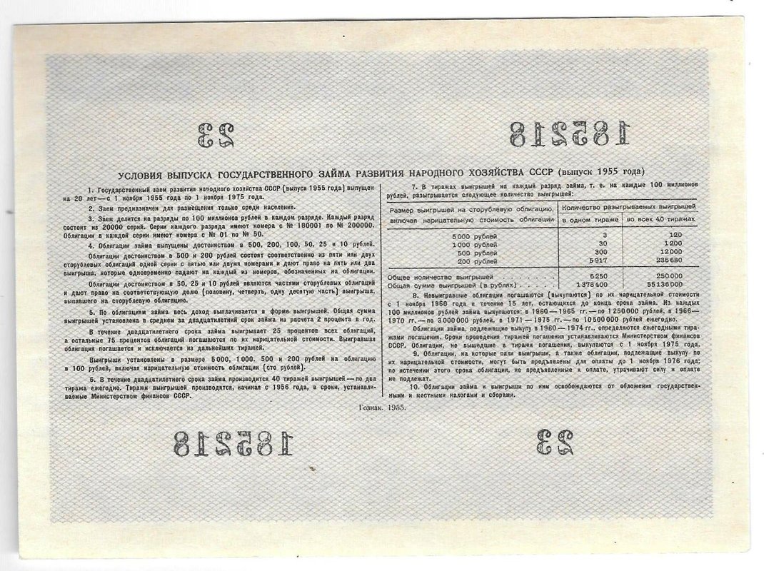 Облигация 10 рублей 1955 Государственный заём СССР