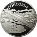 Монета 25 долларов 2003 Самолет Concorde История авиации Соломоновы острова