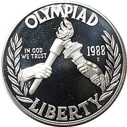 фото для Монета 1 доллар 1988 S Олимпиада Сеул США Аверс