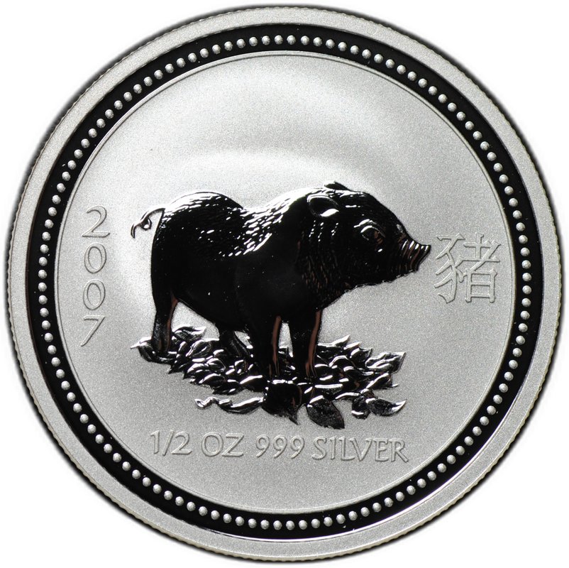 Монета 50 центов 2007 Год Свиньи Лунар Австралия