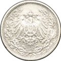 Монета 1/2 марки 1915 F Германия
