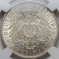 Монета 2 марки 1911 D 90 лет со дня рождения Луитпольда Баварского Бавария Германия слаб ННР MS 65