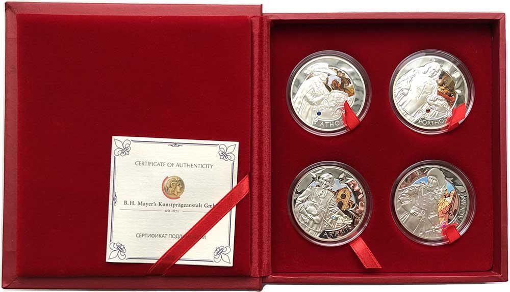Набор 20 рублей 2009 Три мушкетера Атос, Партос, Арамис, Д’Артаньян PROOF Беларусь 4 монеты