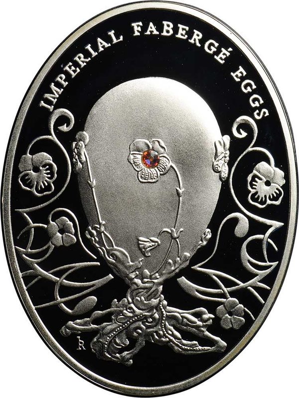 Монета 2 доллара 2011 Яйца Фаберже - Анютины глазки Ниуэ