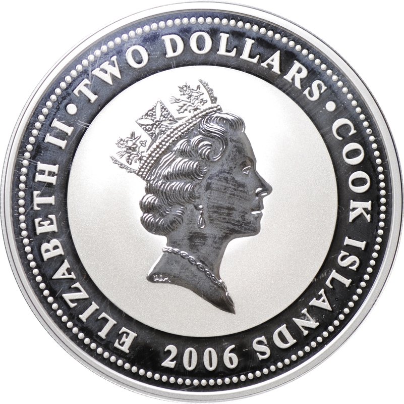 Монета 2 доллара 2006 Классические Спидстеры 1930-х Auburn Speedster 1935 автомобили Острова Кука