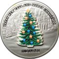 Монета 10 долларов 2008 Счастливого Нового года и Рождества Елка Науру (футляр)