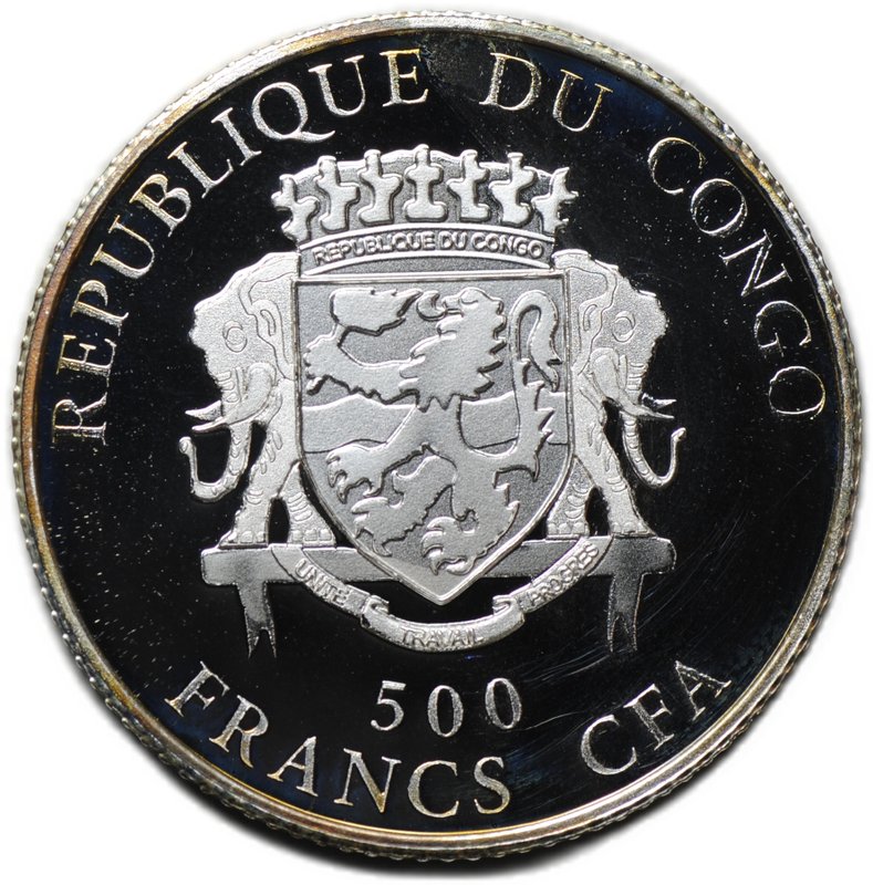 Монета 500 франков КФА 2014 Подкова на удачу Конго