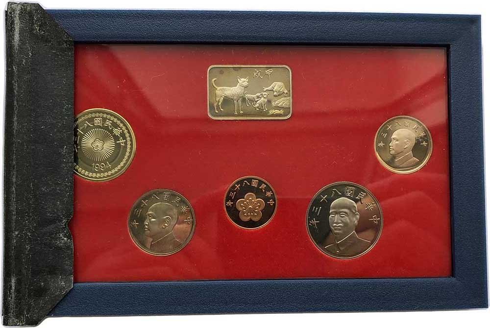 Годовой набор монет 1/2, 1, 5, 10, 50 долларов 1994 PROOF Тайвань