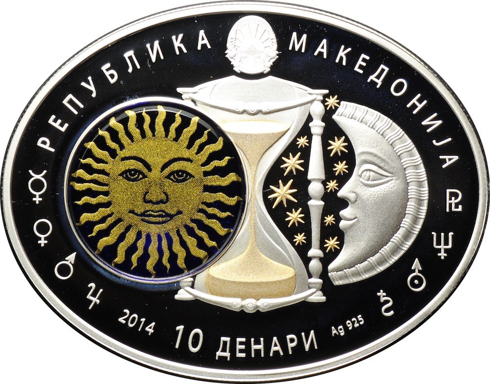 Монета 10 денаров 2014 Знаки зодиака Скорпион Македония
