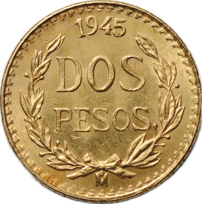 Монета 2 песо 1945 Мексика