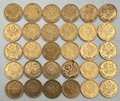 Инвестиционный лот золотые 5 рублей 1897, 1898, 1899, 1900, 1901 Николая 2 - 30 монет золото