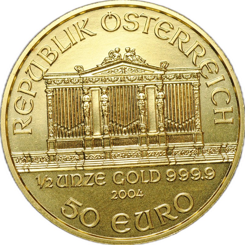 Монета 50 евро 2004 Венская филармония (филармоникер) Австрия