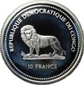 Монета 10 франков 2005 Африканская лунная рыба Охрана природы Конго