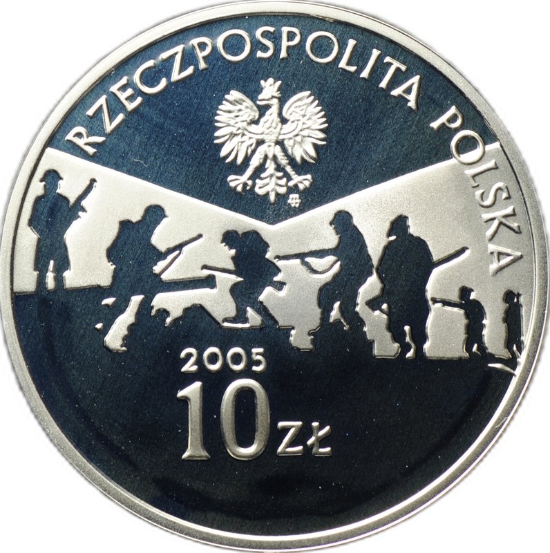 Монета 10 злотых 2005 60 лет окончания Второй мировой войны Польша