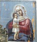 Многочастная икона Богородица Умягчение злых сердец, Взыскание погибших, О Всепетая Мати, Неопалимая Купина, Знамение Оранта 35х30 XIX век