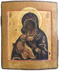 Икона Пресвятая Богородица Владимирская 31х26 см XIX век