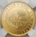 Монета 20 марок 1910 L Русская Финляндия слаб NGC MS 65